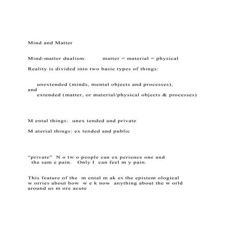 Mind and Matter            Mind-matter dualism         .docx