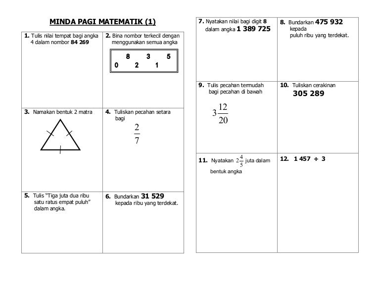Minda Pagi Maths Sambungan