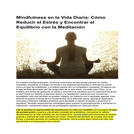 Mindfulness en la Vida Diaria: Estrategias para Reducir el Estrés y ...