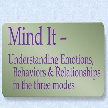 Mind it 1   understanding the modes, mind and emotions