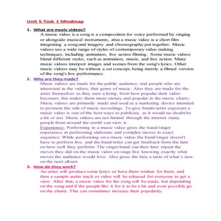 Mind map music videos x