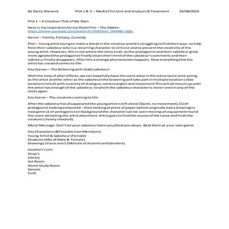 Mind map notes for short film