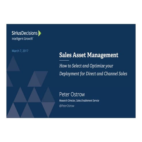 Sales Enablement Webinar On Sales Asset Management Deployment For Direct And ...