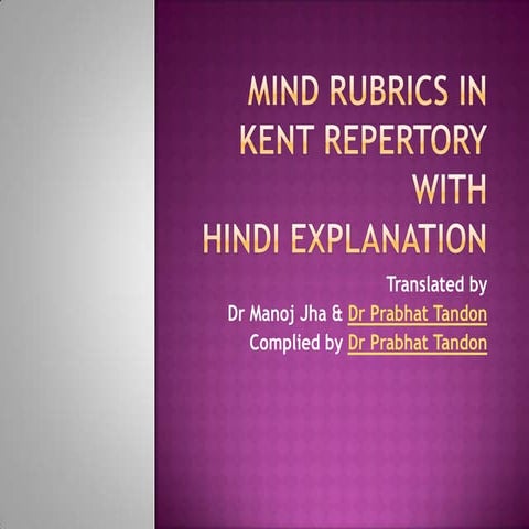 Mind rubrics in kent repertory with Hindi Explanation