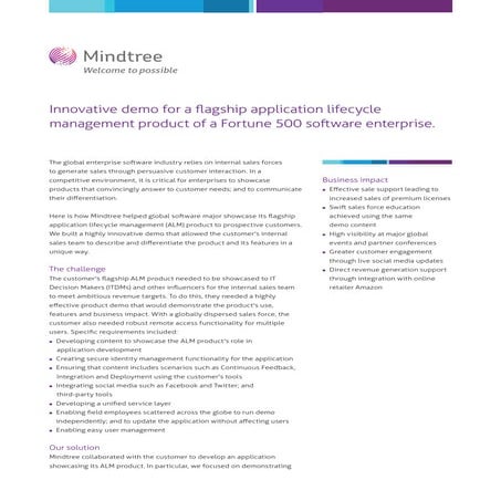 Innovative demo for a flagship application lifecycle management product of a ...