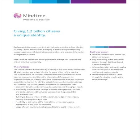 Giving 1.2 billion citizens a unique identity