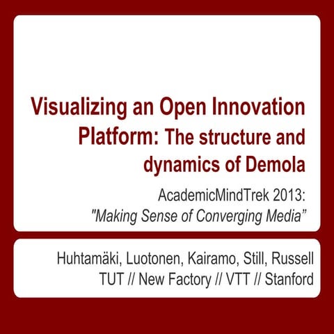 Visualizing an Open Innovation Platform: The structure and dynamics of Demola...