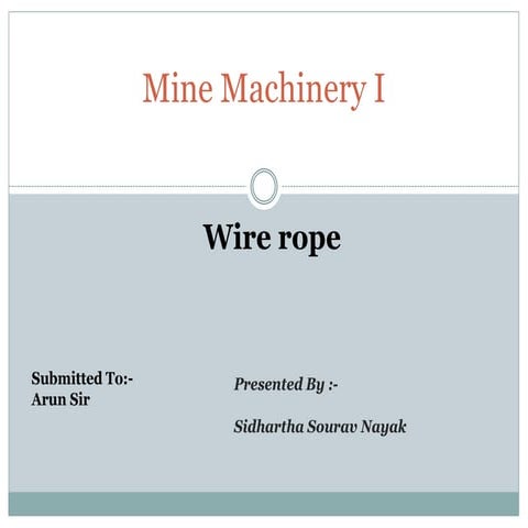 Wire ropes used in mining | PPTX