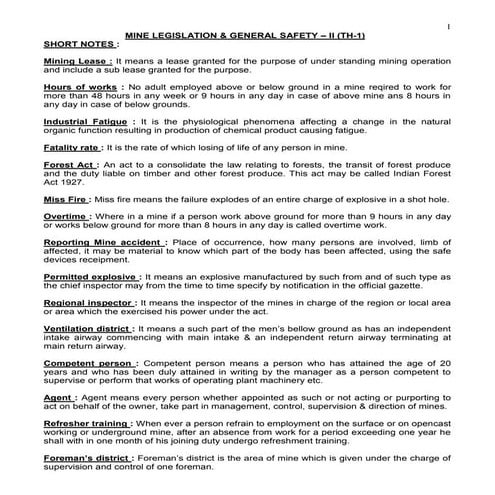 MINE MANAGEMENT LEGISLATION-II_short notes.pdf