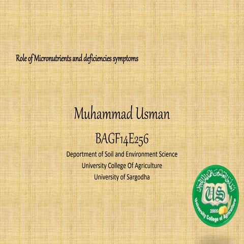 Micro Nutrients and deficiencies symptoms  