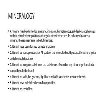 Civil Engineering GEOL40 Geology (MINERALOGY)