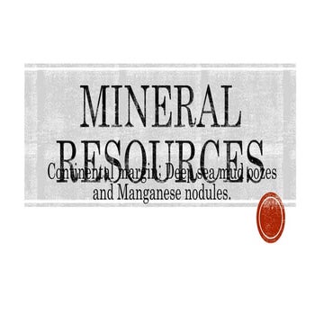 Mineral resources on the ocean floor, M. Sc. Zoology, University of Mumbai