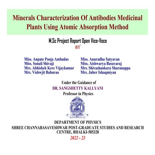 Minerals Characterization of Antibodies Medicinal Plants Using Atomic Absorpt...
