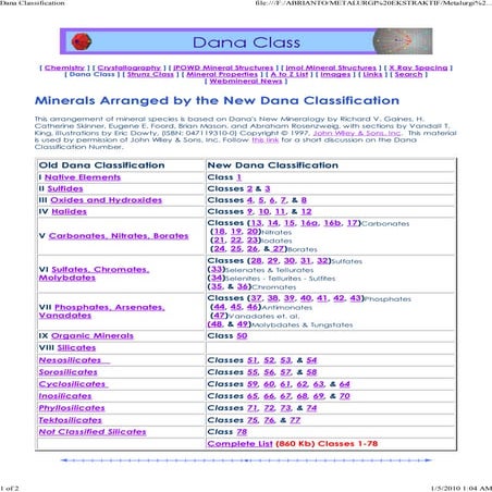 Minerals Classification (AA) | PDF