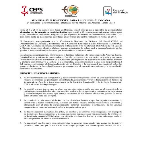 MINERIA: IMPLICACIONES PARA LA IGLESIA MEXICANA