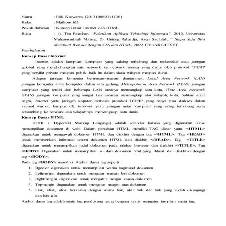 tugas laporan bacaan ( konsep internet dan html)