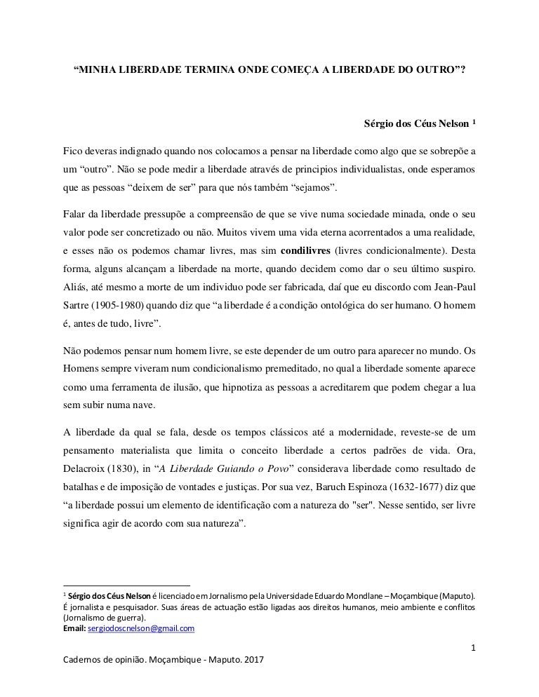 Comente A Minha Liberdade Termina Onde Começa A Do Outro