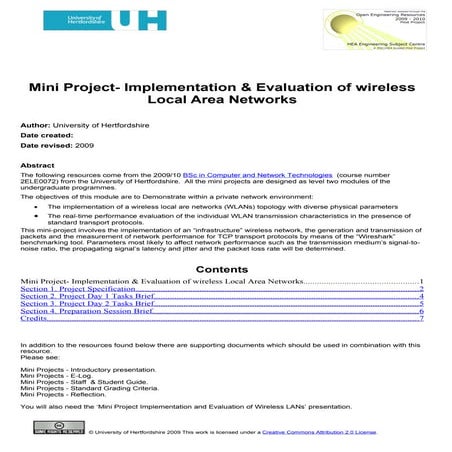 Mini Project- Implementation & Evaluation Of Wireless La Ns