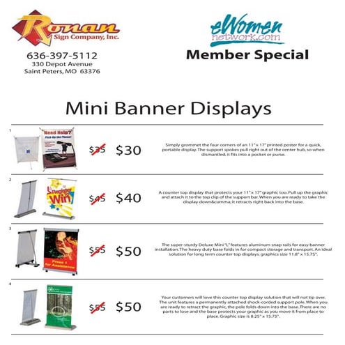 Mini Banner Stand Page For Ewomen