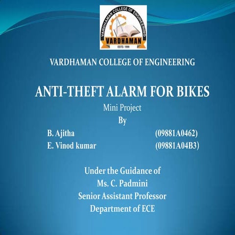 anti theft alarm for bikes by vinod and venu