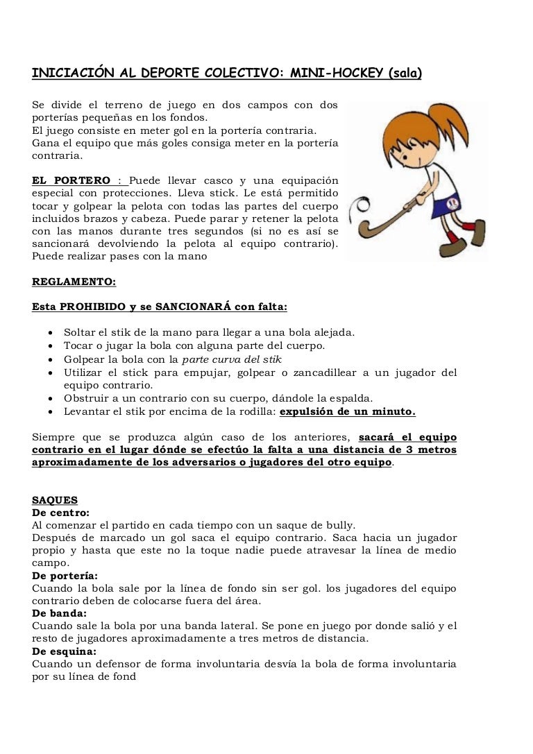 Mini hockey. reglamento.