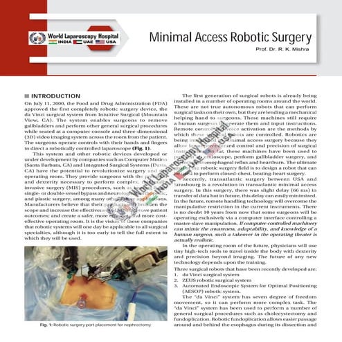 Minimal Access Robotic Surgery