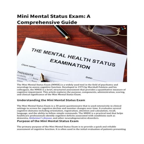 Mini Mental Status Exam (MMSE): A Comprehensive Guide | The Lifesciences Maga...