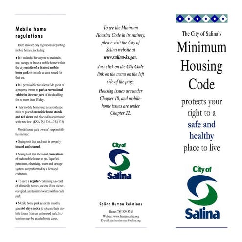 City of Salina Brochure - Minimum Housing Code | PDF
