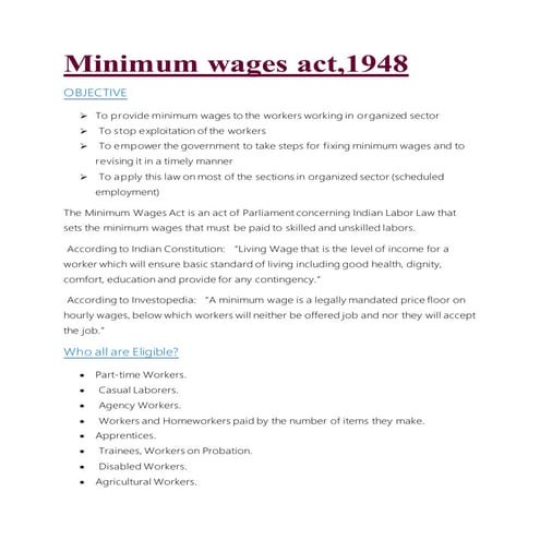Minimum wages act