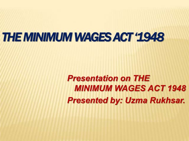 Minimum wages act 1948