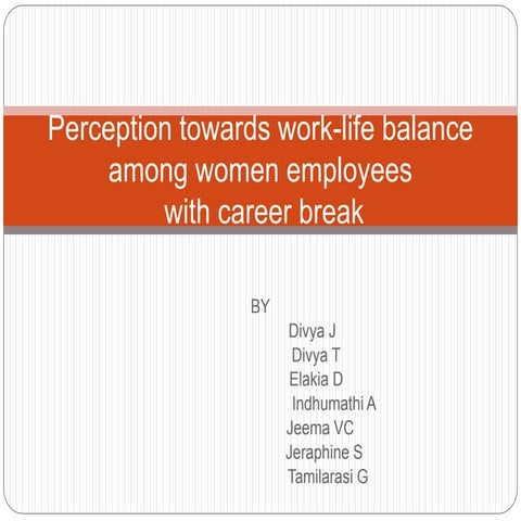 WORK LIFE BALANCE AMONG WOMEN EMPLOYEES WITH CAREER BREAK | PPTX