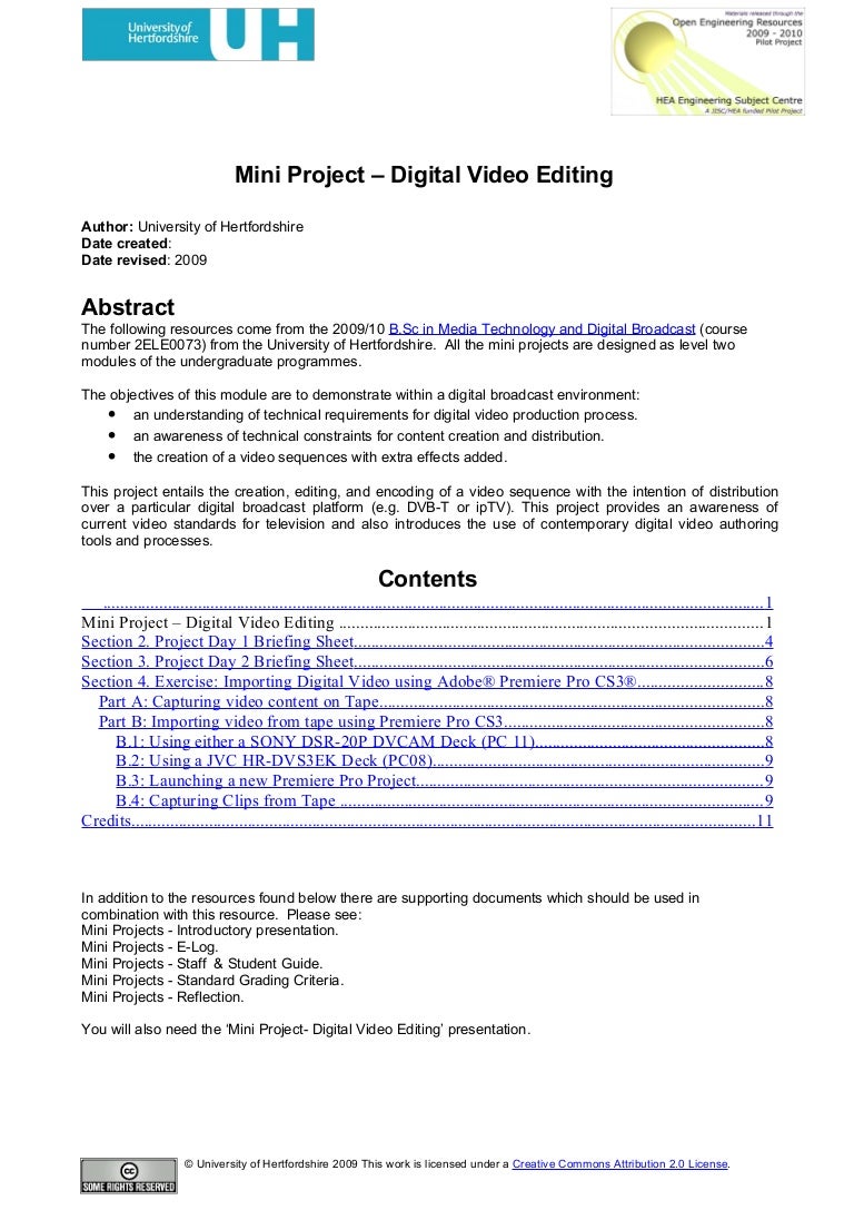 Mini Project Digital Video Editing