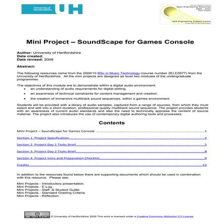 Mini Project-  Soundscape for Games Consoles