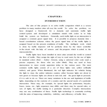 VEHICLE  DENSITY CONTROLLED AUTOMATIC TRAFFIC LIGHT from KMP Engineering college