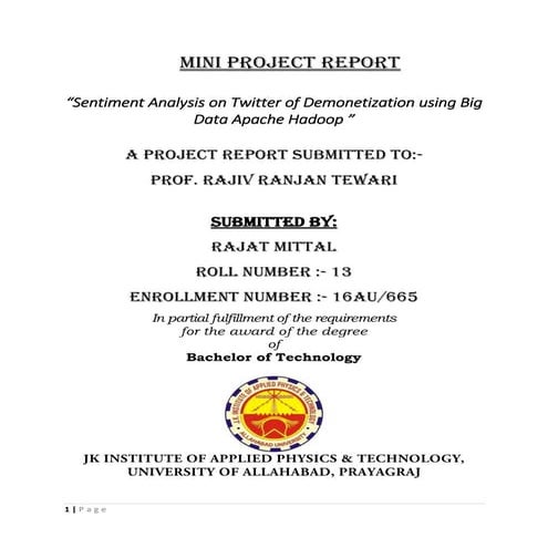 Sentiment Analysis using Big Data 