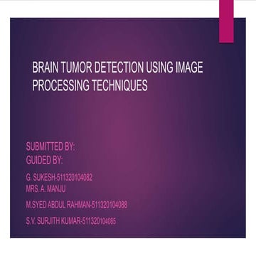 mini project ppt on brain tumor detection in human brain using mri images