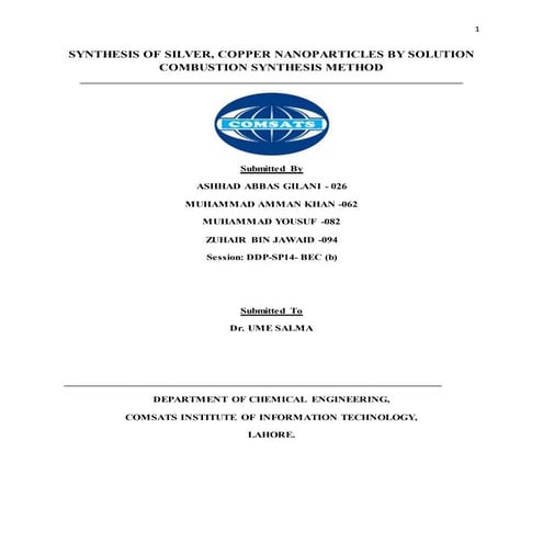 SYNTHESIS OF COPPER SILVER NANOPARTICLES BY SOLUTION COMBUSTION SYNTHESIS MET...