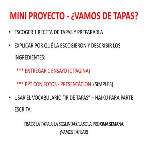 Mini proyecto ¿vamos de tapas | PPTX