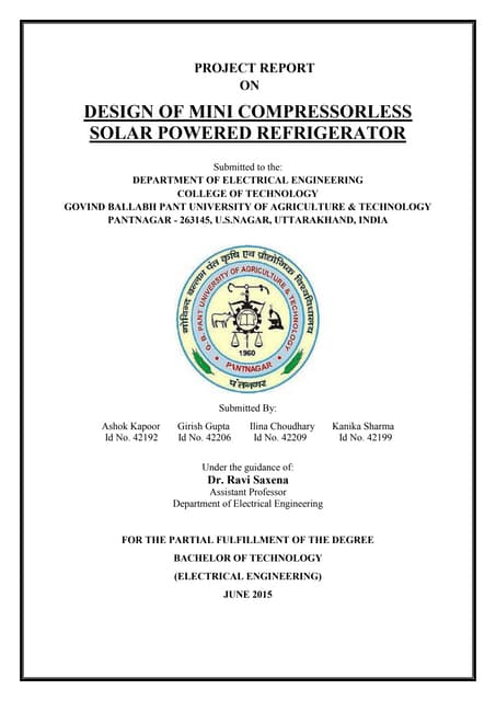 Design of Mini Compressorless Solar...