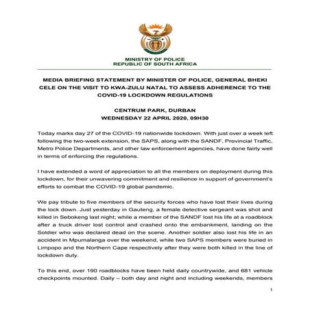 SAPS statement on police killings | DOCX