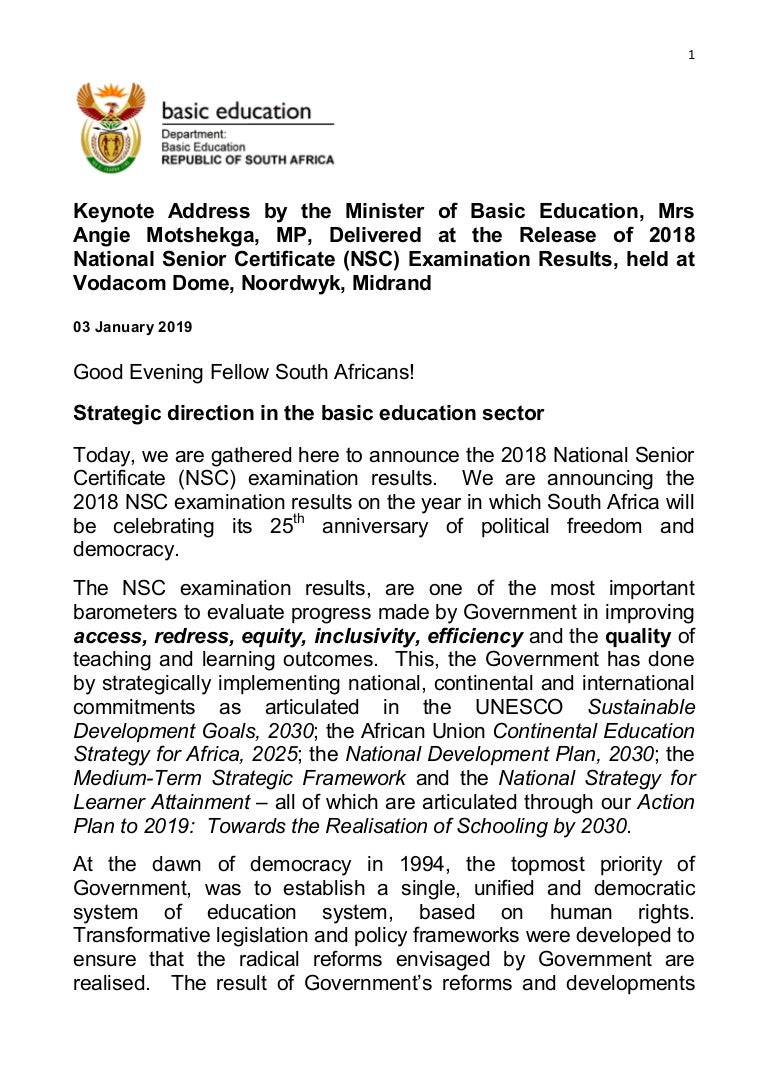 Angie Motshekga S Speech