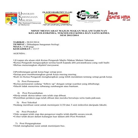 Minit mesyuarat 4 majlis makan malam