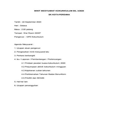 Minit mesyuarat kokurikulum skkp 2020 bil 3
