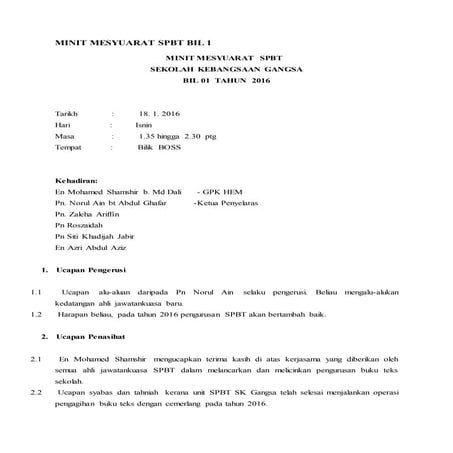 Minit mesyuarat spbt bil 1