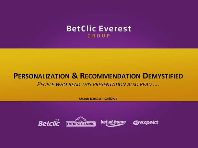 Mini-training: Personalization & Recommendation Demystified