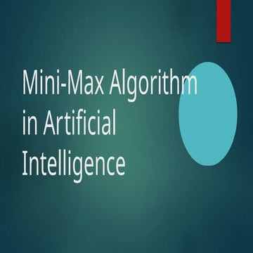 Min Max Algorithm in Artificial Intelligence | PPT