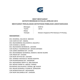 Min mesy jerjak pjalanan aktixiti