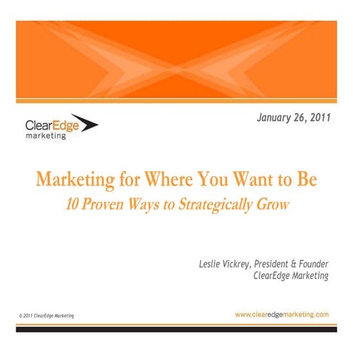 Marketing for Where You Want to Be – Proven Ways to Grow in 2011 and Beyond