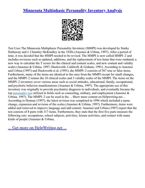 Minnesota Multiphasic Personality Inventory (MMPI) PPT Minnesota Multiphasic Personality Inventory (MMPI) PPT