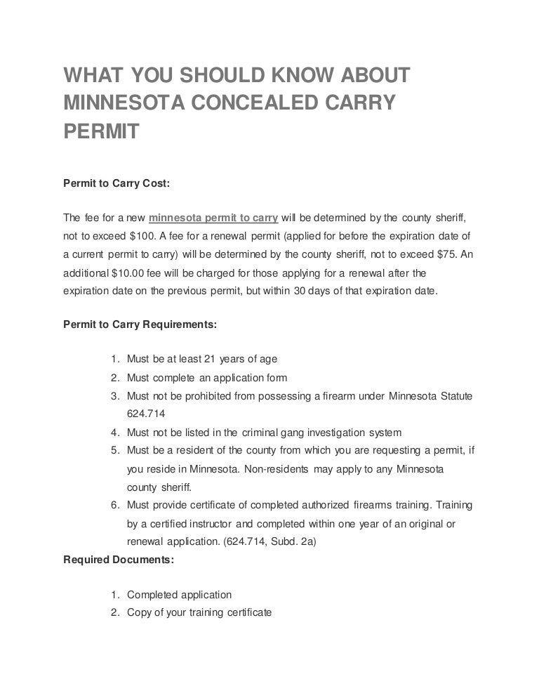 Minnesota permit to carry